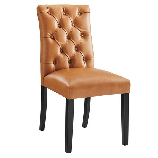 Modway Duchess Modern Tufted Button Faux Leather Upholstered Parsons Dining Chair, Tan