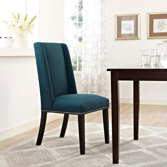 Modway MO- Baron Modern Tall Back Wood Upholstered Fabric, Dining Chair, Azure