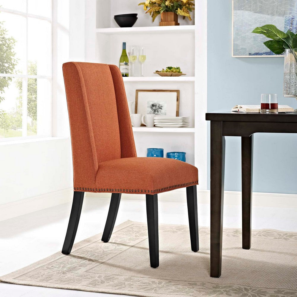 Modway EEI-2233 MO- Baron Modern Tall Back Wood Upholstered Fabric, Dining Chair, Orange