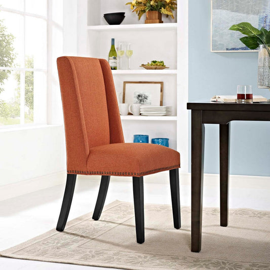 Modway EEI-2233 MO- Baron Modern Tall Back Wood Upholstered Fabric, Dining Chair, Orange