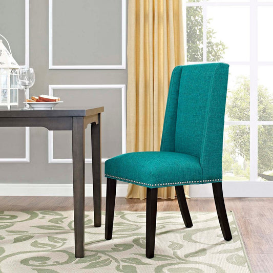 Modway MO- Baron Modern Tall Back Wood Upholstered Fabric, Dining Chair, Teal