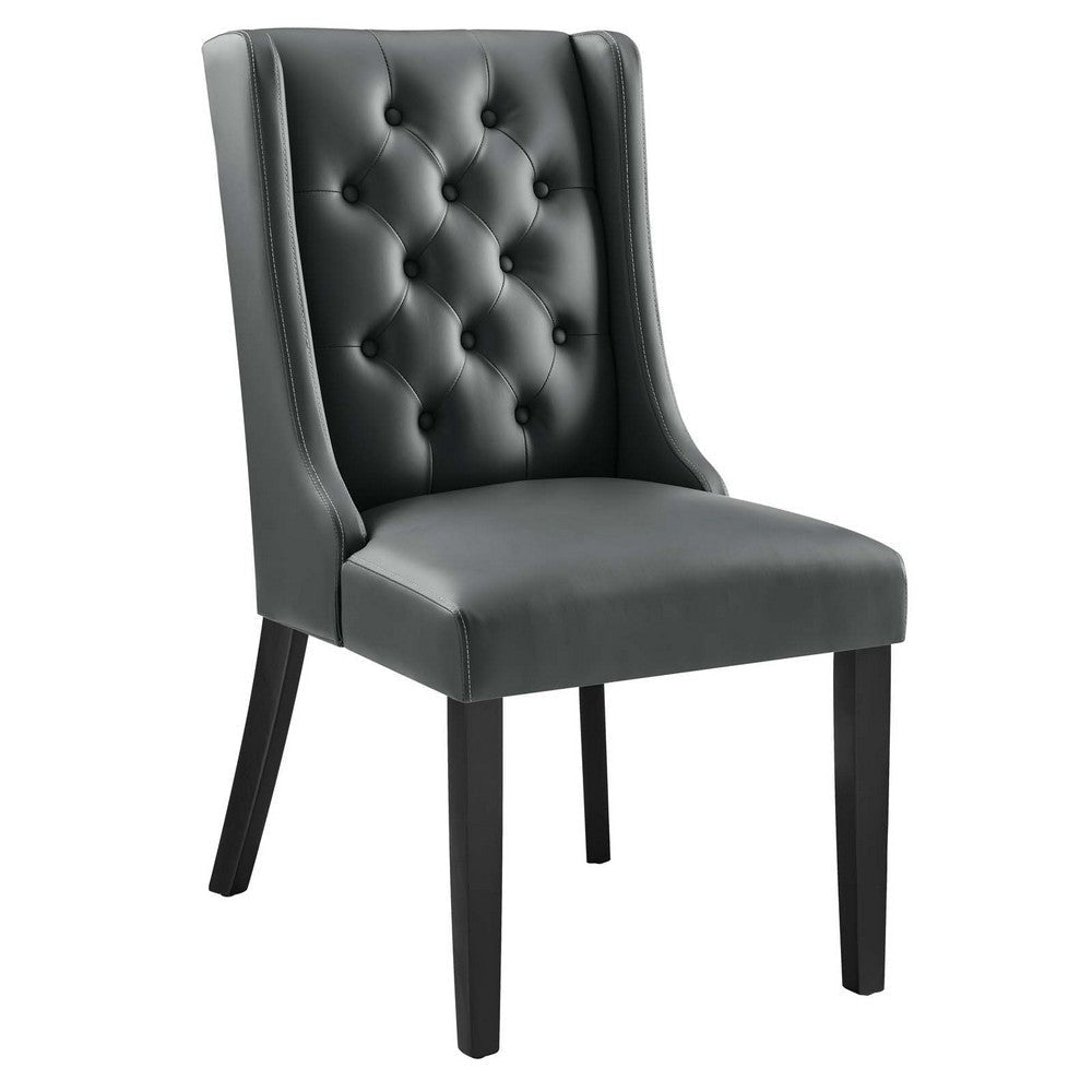 Modway Baronet Button-Tufted Vegan Leather Parsons Dining Chair in Gray