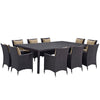 Modway Convene Collection 11-Piece Outdoor Patio Dining Set in Espresso Mocha