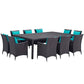 Modway Convene Collection 11-Piece Outdoor Patio Dining Set in Espresso Turquoise