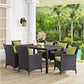 Modway Convene Wicker Rattan 7-Piece Outdoor Patio Dining Set in Espresso Peridot MDY-EEI-2241-EXP-PER-SET