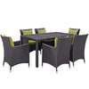 Modway Convene Wicker Rattan 7-Piece Outdoor Patio Dining Set in Espresso Peridot