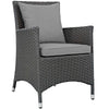 Modway EEI-2242-CHC-GRY-SET Sojourn Wicker Rattan Outdoor Patio Sunbrella Dining Chairs in Canvas Gray Two Armchairs