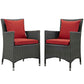 Modway EEI-2242-CHC-RED-SET Sojourn Wicker Rattan Outdoor Patio Sunbrella Dining Chairs in Canvas Red, Two Armchairs