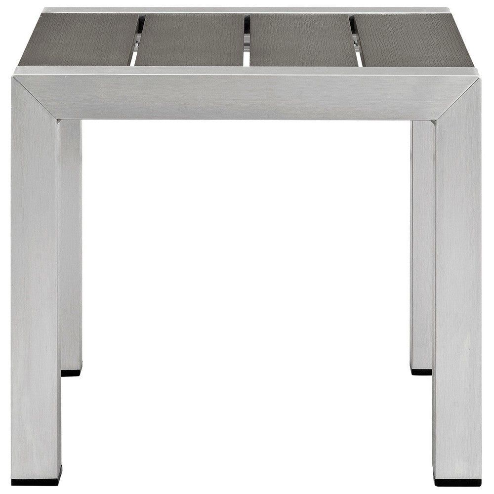 Silver Gray Shore Outdoor Patio Aluminum Side Table - No Shipping Charges MDY-EEI-2248-SLV-GRY