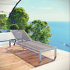 Modway Shore Aluminum Outdoor Patio Chaise Lounge Chair in Silver Gray