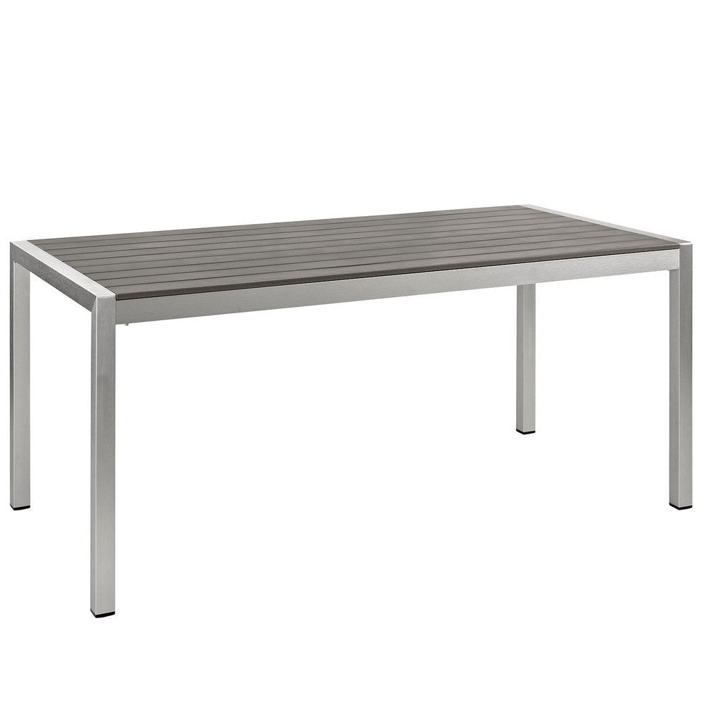 Silver Gray Shore Outdoor Patio Aluminum Dining Table - No Shipping Charges