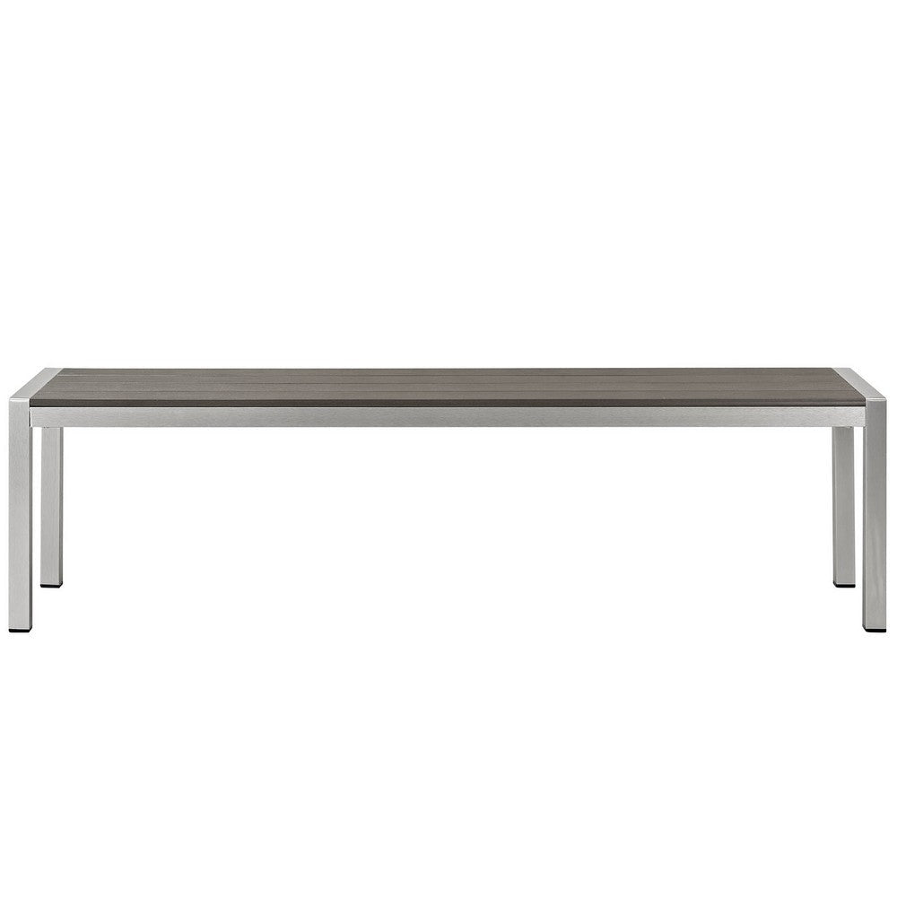 Silver Gray Shore Outdoor Patio Aluminum Bench - No Shipping Charges MDY-EEI-2252-SLV-GRY