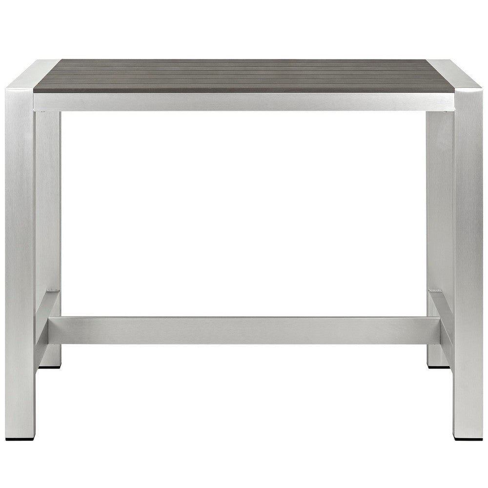 Silver Gray Shore Outdoor Patio Aluminum Bar Table - No Shipping Charges MDY-EEI-2253-SLV-GRY