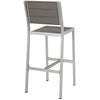 Modway Shore Aluminum Outdoor Patio Armless Bar Stool in Silver Gray MDY-EEI-2255-SLV-GRY