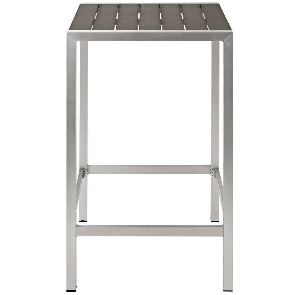 Silver Gray Shore Outdoor Patio Aluminum Bar Table - No Shipping Charges MDY-EEI-2256-SLV-GRY