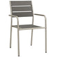 Modway Shore Aluminum Outdoor Patio Armchair in Silver Gray