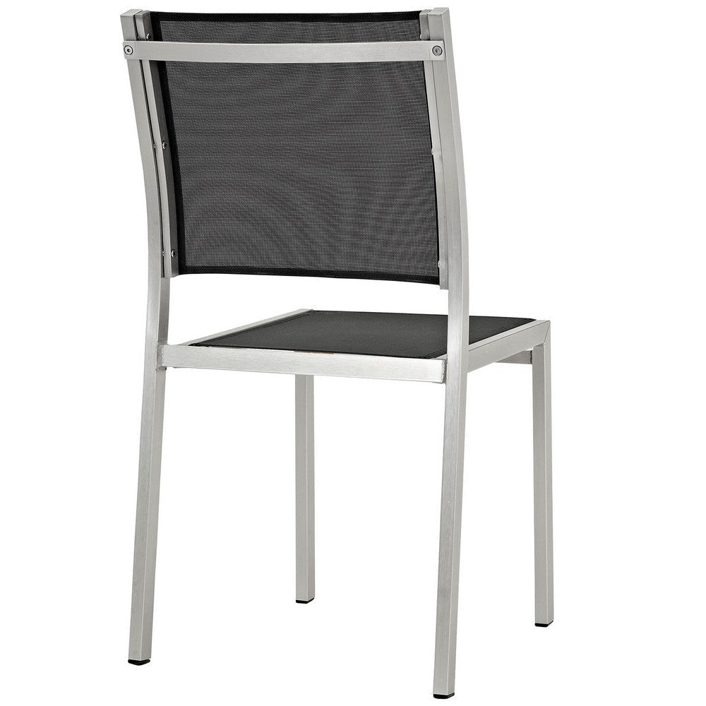 Silver Black Shore Outdoor Patio Aluminum Side Chair - No Shipping Charges MDY-EEI-2259-SLV-BLK