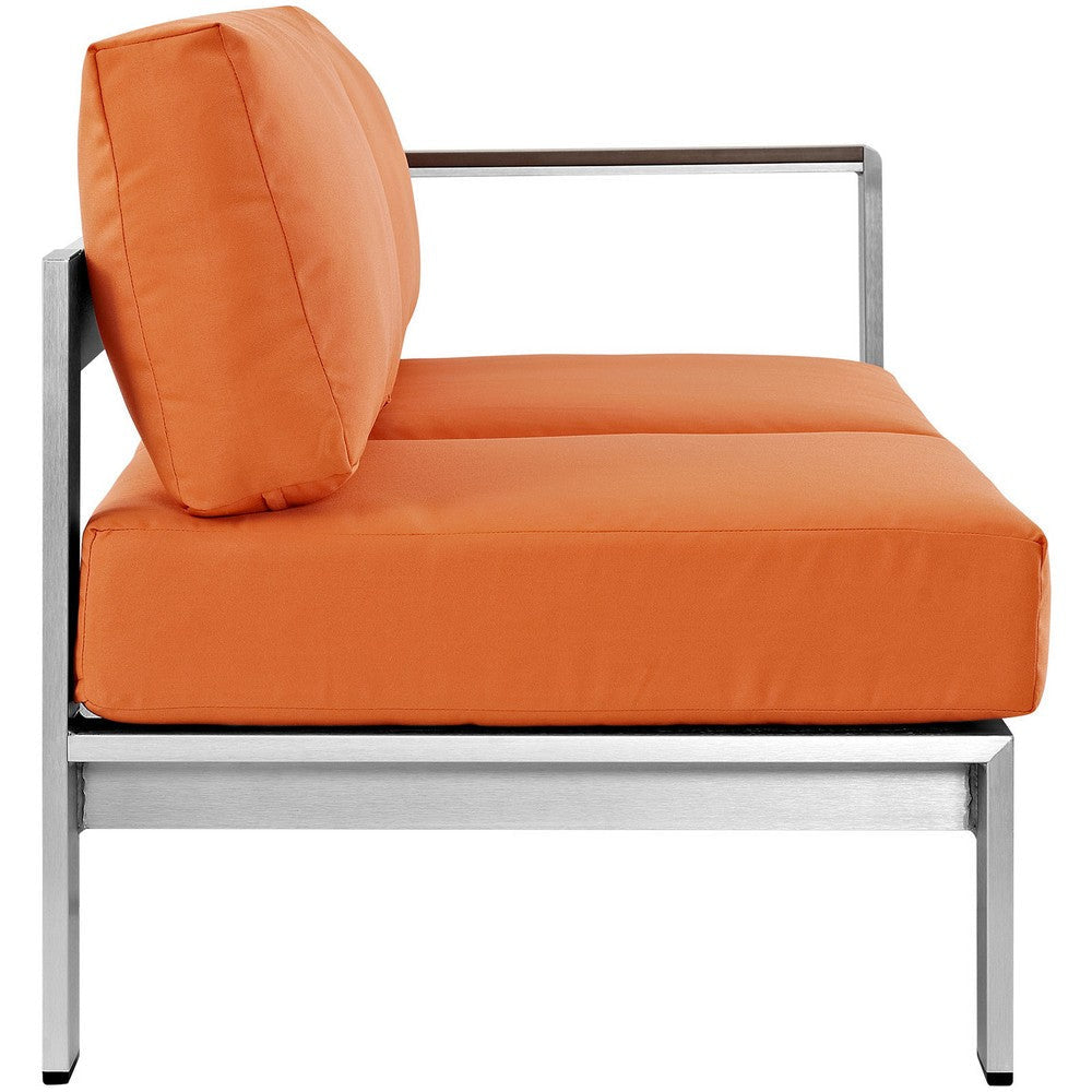 Silver Orange Shore Outdoor Patio Aluminum Right-Arm Loveseat - No Shipping Charges MDY-EEI-2262-SLV-ORA