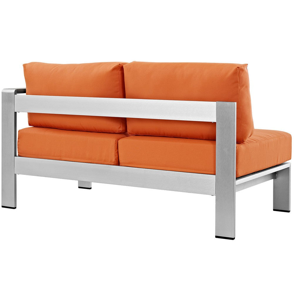 Silver Orange Shore Outdoor Patio Aluminum Right-Arm Loveseat - No Shipping Charges MDY-EEI-2262-SLV-ORA