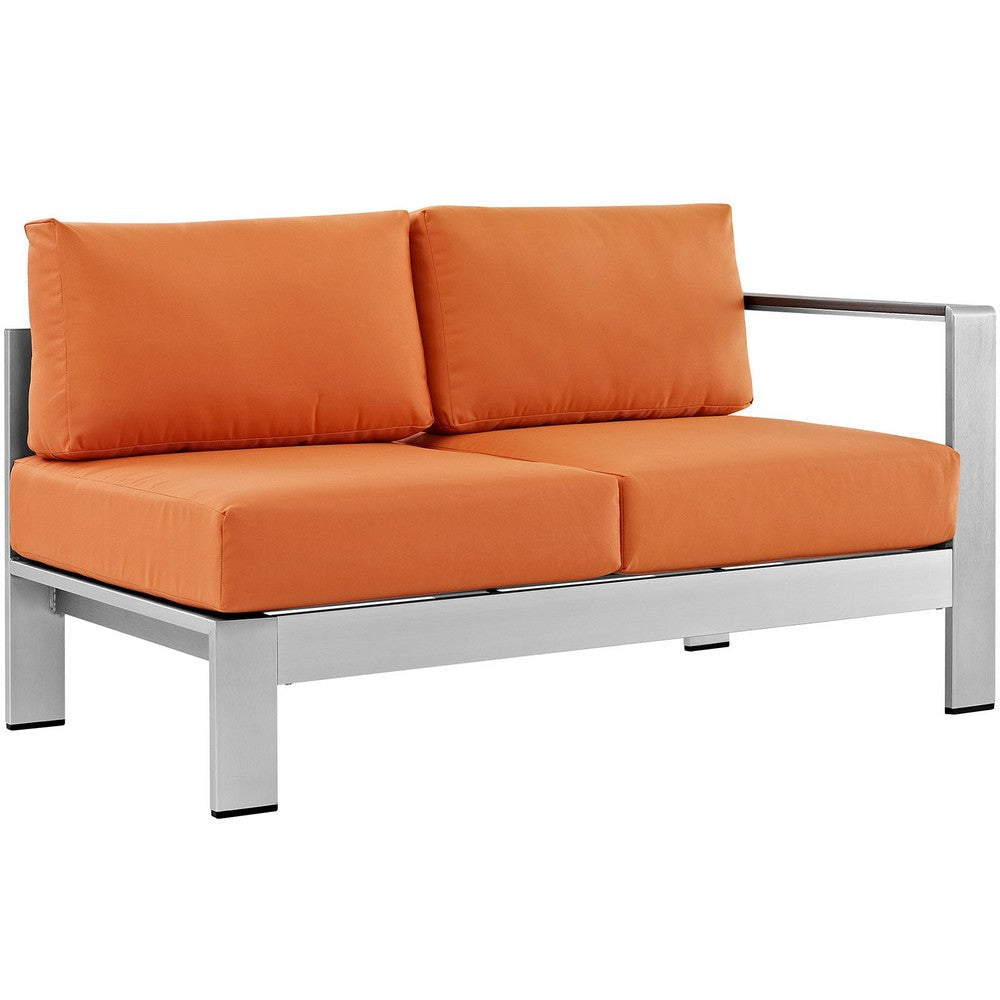 Silver Orange Shore Outdoor Patio Aluminum Right-Arm Loveseat - No Shipping Charges