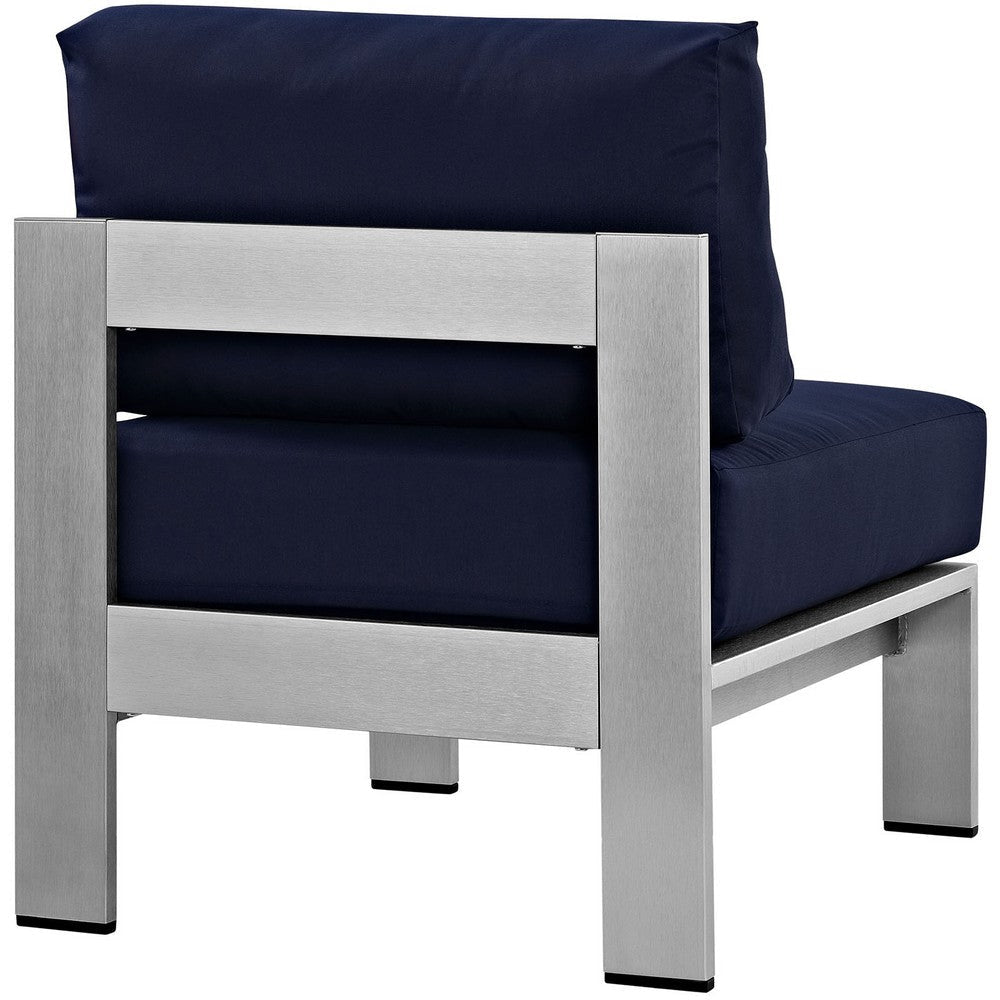 Silver Navy Shore Armless Outdoor Patio Aluminum Chair - No Shipping Charges MDY-EEI-2263-SLV-NAV