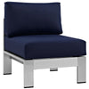 Silver Navy Shore Armless Outdoor Patio Aluminum Chair - No Shipping Charges