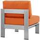 Silver Orange Shore Armless Outdoor Patio Aluminum Chair - No Shipping Charges MDY-EEI-2263-SLV-ORA