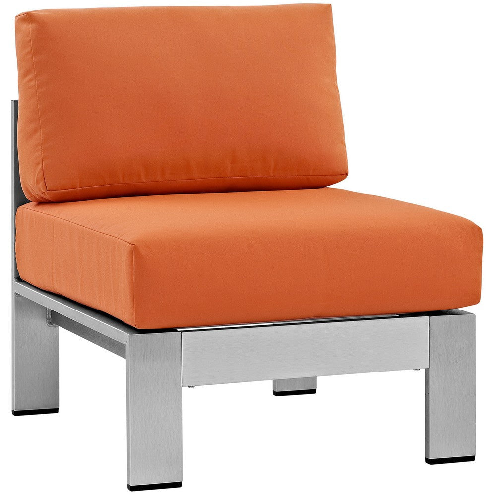 Silver Orange Shore Armless Outdoor Patio Aluminum Chair - No Shipping Charges