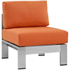 Silver Orange Shore Armless Outdoor Patio Aluminum Chair - No Shipping Charges