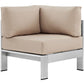 Silver Beige Shore Outdoor Patio Aluminum Corner Sofa - No Shipping Charges MDY-EEI-2264-SLV-BEI