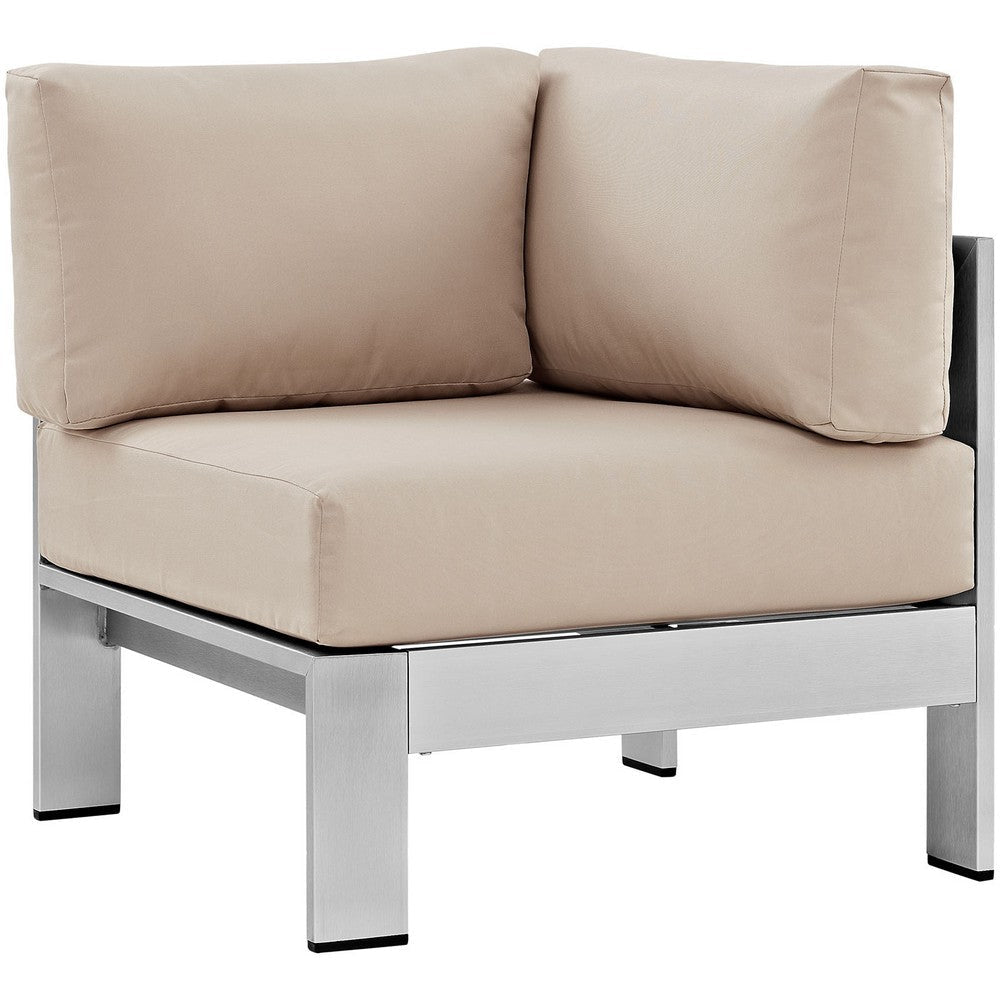 Silver Beige Shore Outdoor Patio Aluminum Corner Sofa - No Shipping Charges