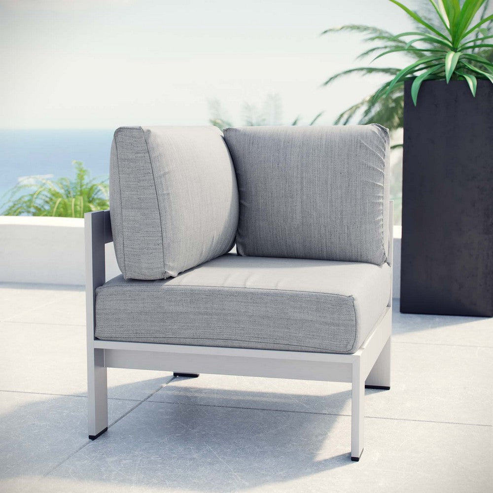 Modway Shore Aluminum Outdoor Patio Corner Chair in Silver Gray MDY-EEI-2264-SLV-GRY