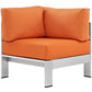 Silver Orange Shore Outdoor Patio Aluminum Corner Sofa - No Shipping Charges MDY-EEI-2264-SLV-ORA