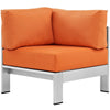 Silver Orange Shore Outdoor Patio Aluminum Corner Sofa - No Shipping Charges MDY-EEI-2264-SLV-ORA