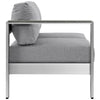 Silver Gray Shore Left-Arm Loveseat Outdoor Patio Aluminum Loveseat - No Shipping Charges MDY-EEI-2265-SLV-GRY