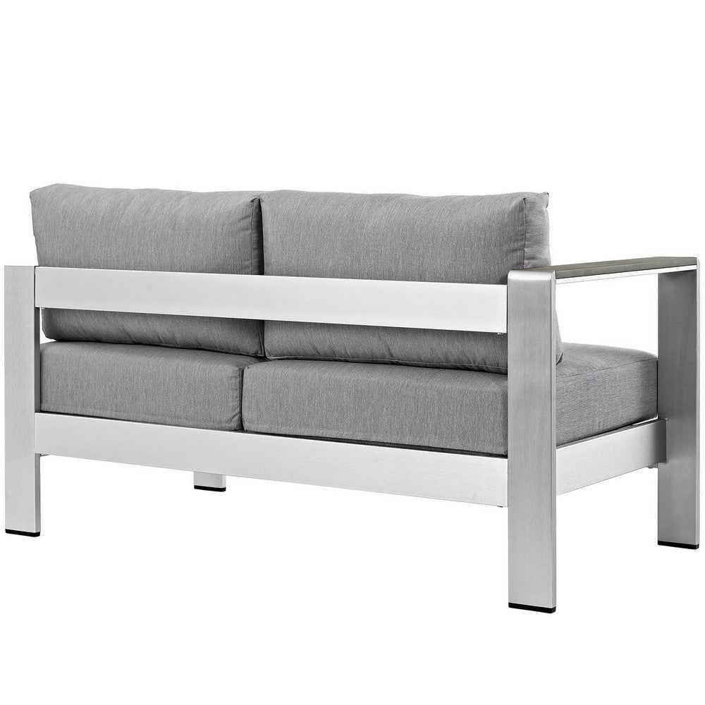 Silver Gray Shore Left-Arm Loveseat Outdoor Patio Aluminum Loveseat - No Shipping Charges MDY-EEI-2265-SLV-GRY