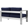 Silver Navy Shore Left-Arm Loveseat Outdoor Patio Aluminum Loveseat - No Shipping Charges MDY-EEI-2265-SLV-NAV