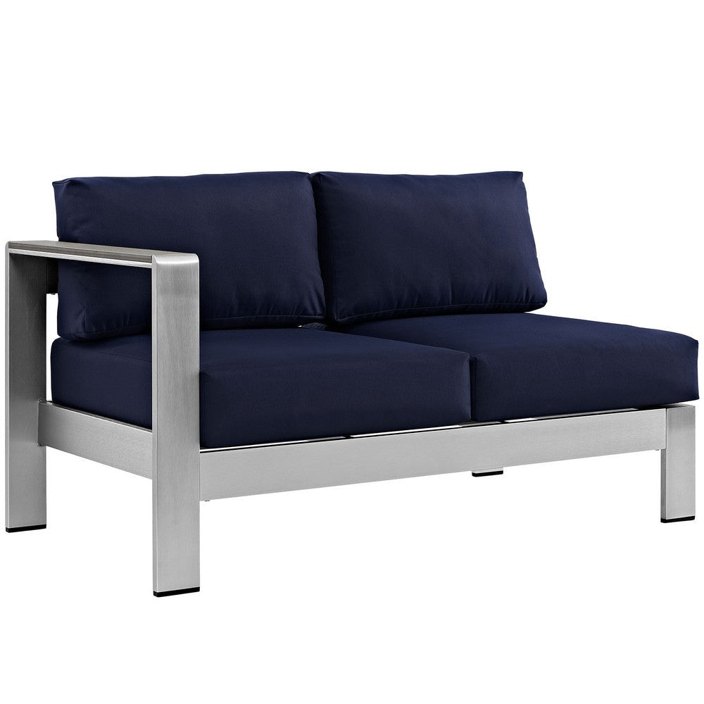 Silver Navy Shore Left-Arm Loveseat Outdoor Patio Aluminum Loveseat - No Shipping Charges