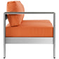 Silver Orange Shore Left-Arm Loveseat Outdoor Patio Aluminum Loveseat - No Shipping Charges MDY-EEI-2265-SLV-ORA