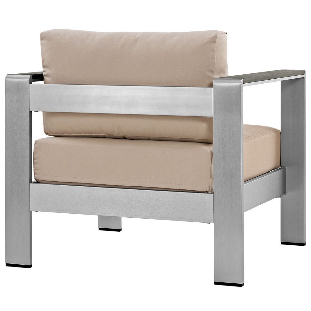 Silver Beige Shore Outdoor Patio Aluminum Armchair - No Shipping Charges MDY-EEI-2266-SLV-BEI