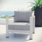 Modway Shore Aluminum Outdoor Patio Armchair in Silver Gray