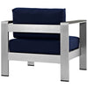 Silver Navy Shore Outdoor Patio Aluminum Armchair - No Shipping Charges MDY-EEI-2266-SLV-NAV