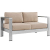 Silver Beige Shore Outdoor Patio Aluminum Loveseat - No Shipping Charges