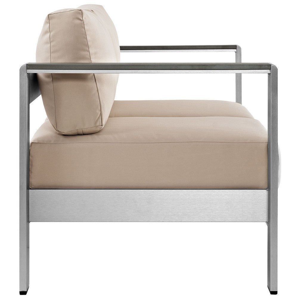 Silver Beige Shore Outdoor Patio Aluminum Loveseat - No Shipping Charges MDY-EEI-2267-SLV-BEI