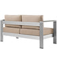 Silver Beige Shore Outdoor Patio Aluminum Loveseat - No Shipping Charges MDY-EEI-2267-SLV-BEI