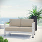 Modway Shore Aluminum Outdoor Patio Loveseat in Silver Beige