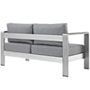 Silver Gray Shore Outdoor Patio Aluminum Loveseat - No Shipping Charges MDY-EEI-2267-SLV-GRY