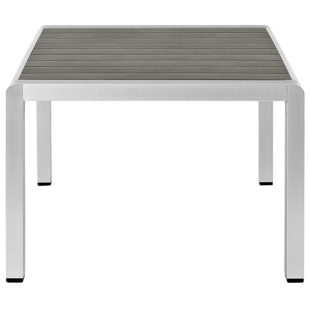 Modway Outdoor Patio Coffee Table with Metal Frame Silver and Gray By Casagear Home - No Shipping Charges MDY-EEI-2268-SLV-GRY