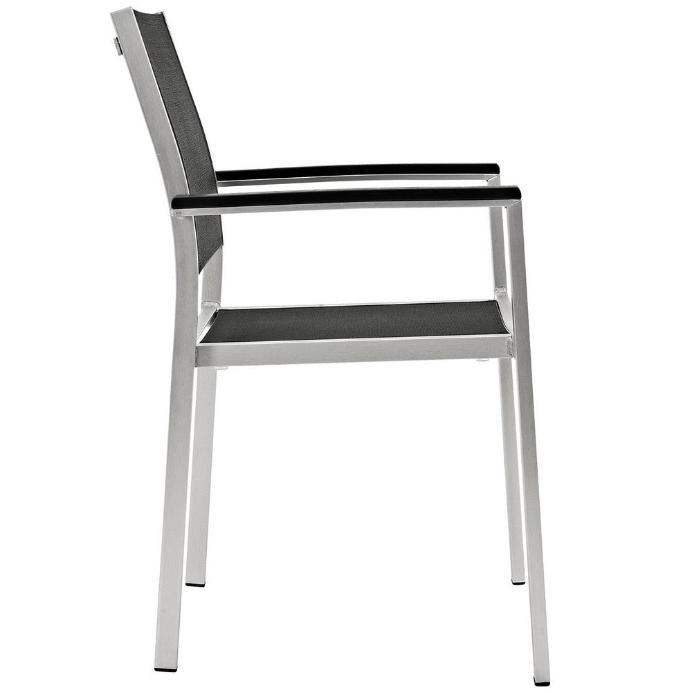 Silver Black Shore Outdoor Patio Aluminum Dining Chair - No Shipping Charges MDY-EEI-2272-SLV-BLK