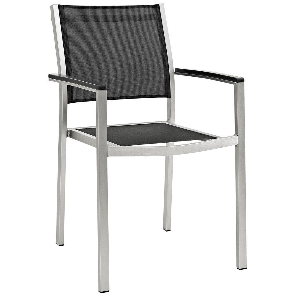 Silver Black Shore Outdoor Patio Aluminum Dining Chair - No Shipping Charges MDY-EEI-2272-SLV-BLK